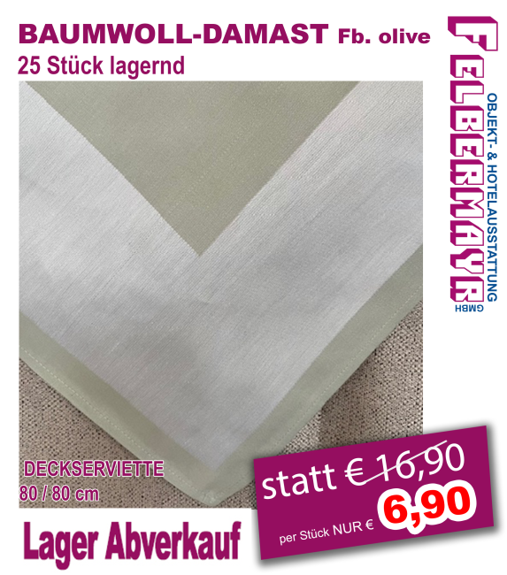 DECKSERVIETTE-DAMAST Fb. olive